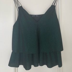 Zara emerald ruffle tank